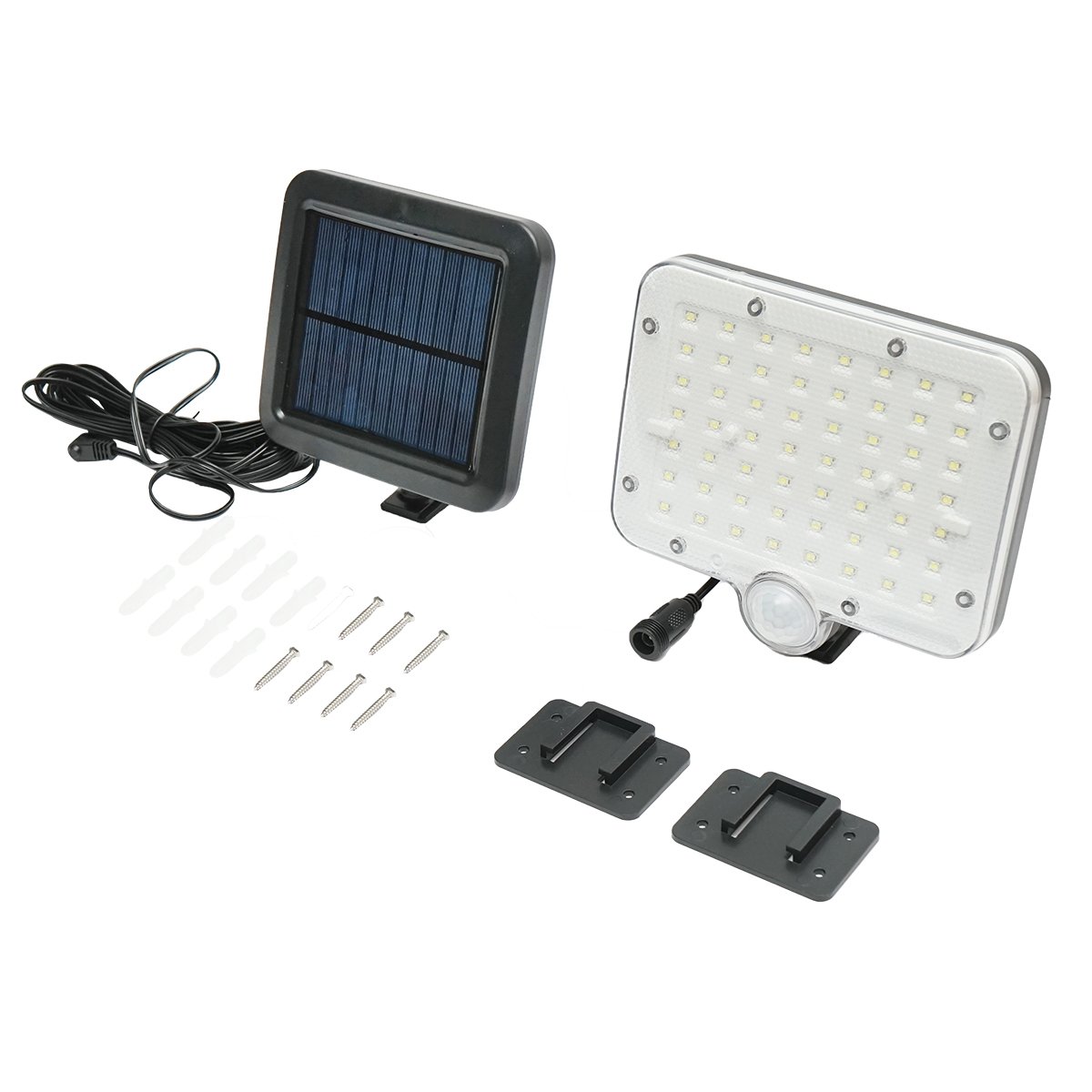 Lampa solara LED 250lm cu panou solar 1W/5.5V, baterie 3.7V/1.5 Ah, telecomanda, cablu 5m si senzor miscare IP44 Breckner Germany